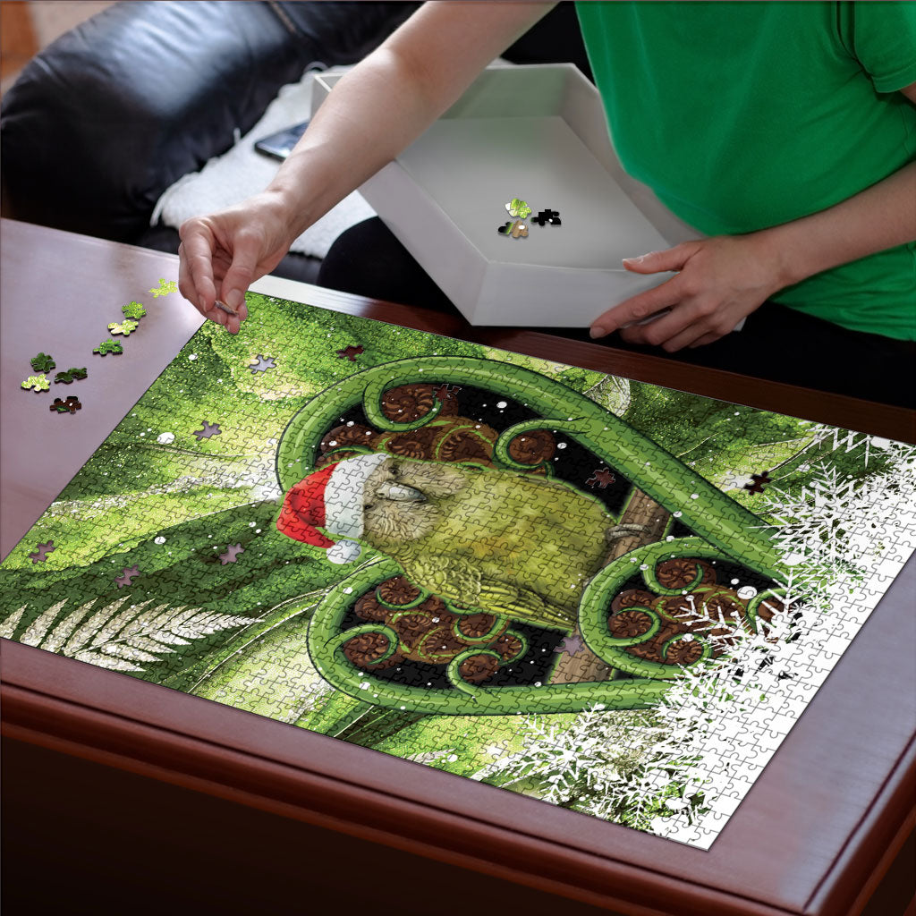 Kakapo New Zealand Christmas In July Puzzle NZ Aroha Koru Fern Marble Vibes