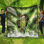 Kakapo New Zealand Christmas In July Quilt NZ Aroha Koru Fern Marble Vibes