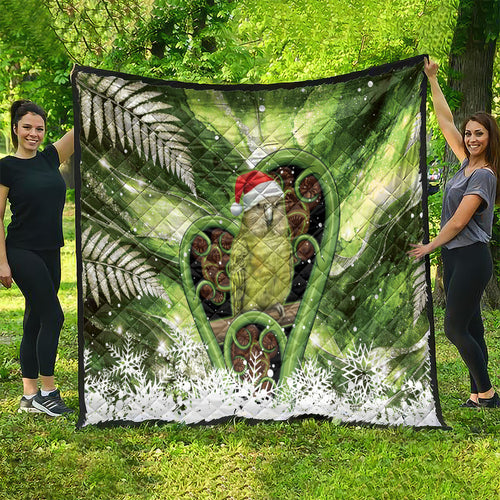 Kakapo New Zealand Christmas In July Quilt NZ Aroha Koru Fern Marble Vibes