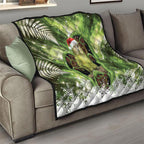 Kakapo New Zealand Christmas In July Quilt NZ Aroha Koru Fern Marble Vibes