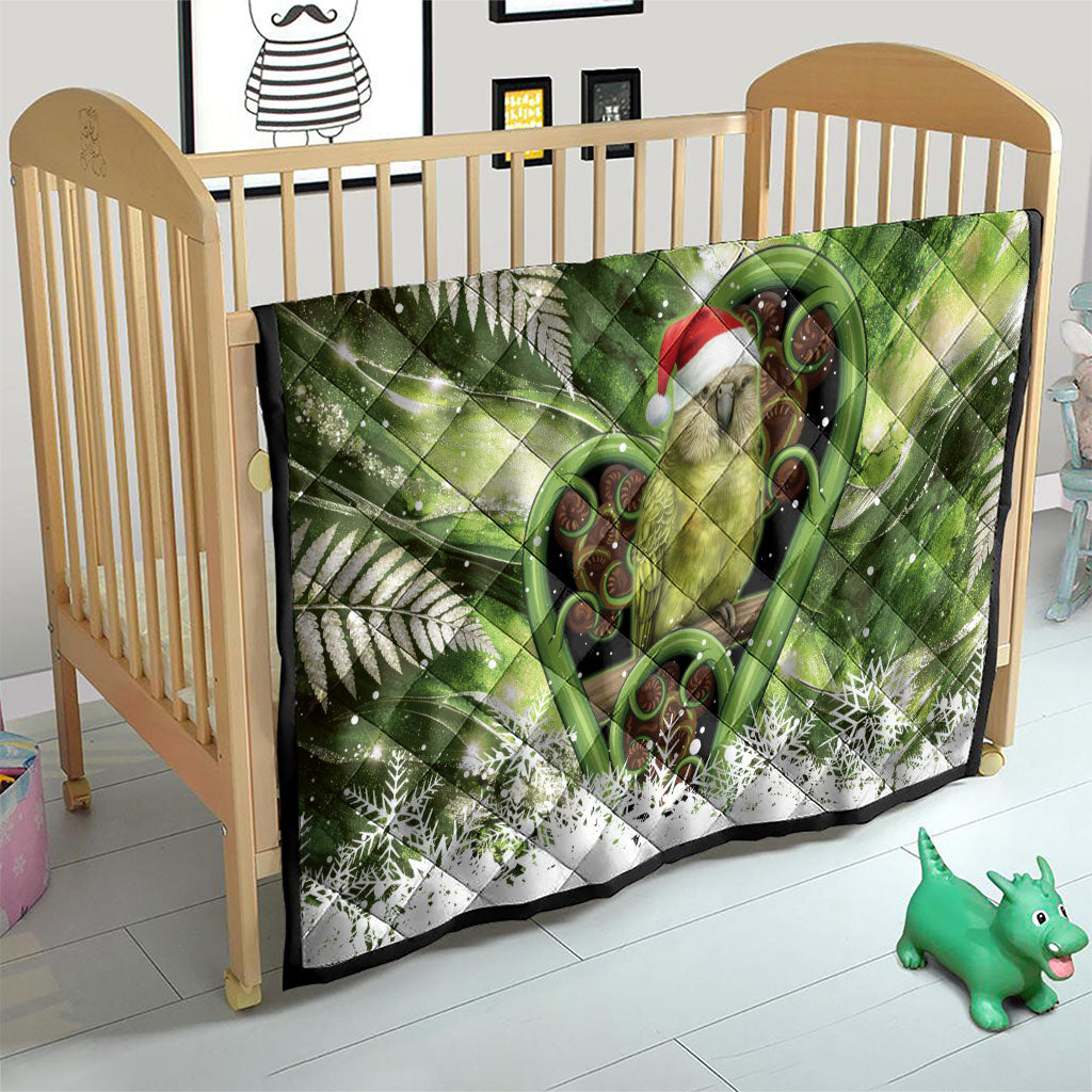 Kakapo New Zealand Christmas In July Quilt NZ Aroha Koru Fern Marble Vibes