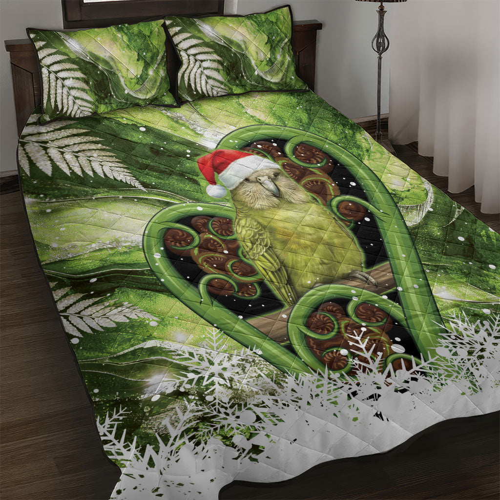 Kakapo New Zealand Christmas In July Quilt Bed Set NZ Aroha Koru Fern Marble Vibes