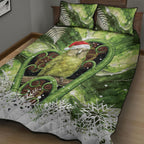 Kakapo New Zealand Christmas In July Quilt Bed Set NZ Aroha Koru Fern Marble Vibes
