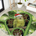 Kakapo New Zealand Christmas In July Round Carpet NZ Aroha Koru Fern Marble Vibes