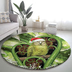 Kakapo New Zealand Christmas In July Round Carpet NZ Aroha Koru Fern Marble Vibes