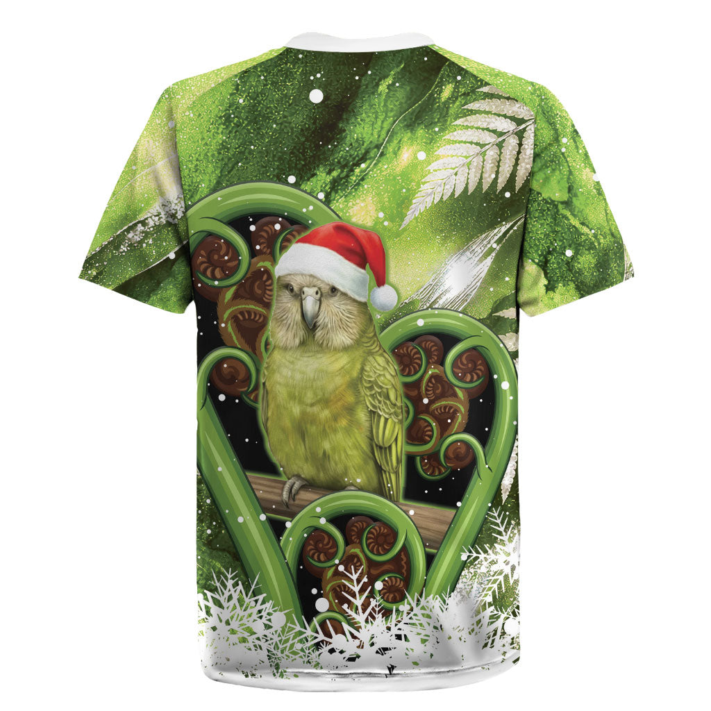 Kakapo New Zealand Christmas In July Rugby Jersey NZ Aroha Koru Fern Marble Vibes