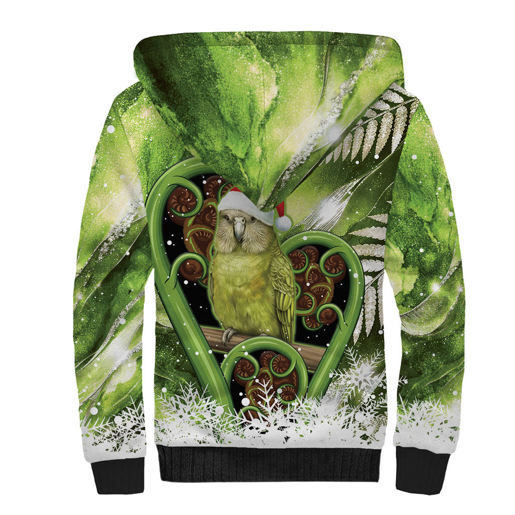 Kakapo New Zealand Christmas In July Sherpa Hoodie NZ Aroha Koru Fern Marble Vibes