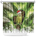Kakapo New Zealand Christmas In July Shower Curtain NZ Aroha Koru Fern Marble Vibes