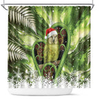 Kakapo New Zealand Christmas In July Shower Curtain NZ Aroha Koru Fern Marble Vibes