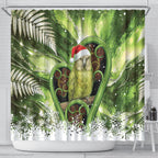 Kakapo New Zealand Christmas In July Shower Curtain NZ Aroha Koru Fern Marble Vibes