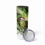 Kakapo New Zealand Christmas In July Skinny Tumbler NZ Aroha Koru Fern Marble Vibes