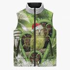 Kakapo New Zealand Christmas In July Sleeveless Puffer Jacket NZ Aroha Koru Fern Marble Vibes