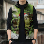 Kakapo New Zealand Christmas In July Sleeveless Puffer Jacket NZ Aroha Koru Fern Marble Vibes