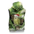 Kakapo New Zealand Christmas In July Sleeveless Zip Hoodie NZ Aroha Koru Fern Marble Vibes