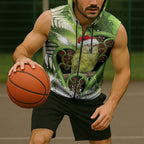 Kakapo New Zealand Christmas In July Sleeveless Zip Hoodie NZ Aroha Koru Fern Marble Vibes