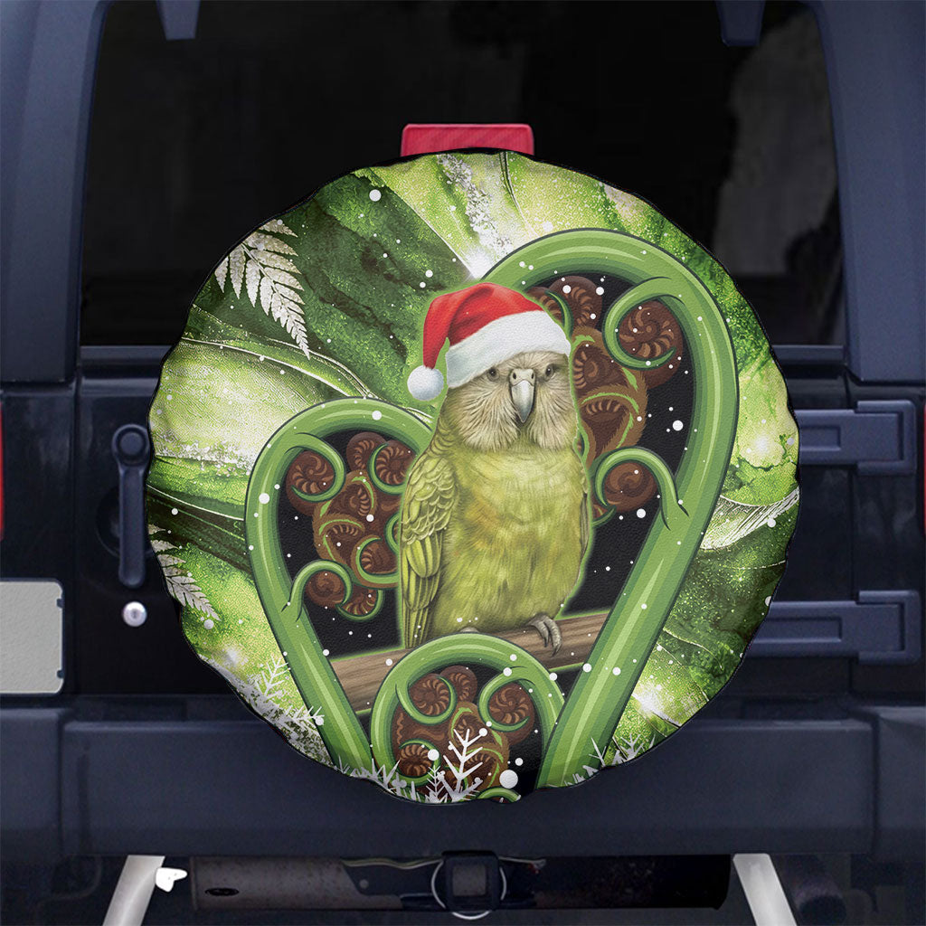 Kakapo New Zealand Christmas In July Spare Tire Cover NZ Aroha Koru Fern Marble Vibes