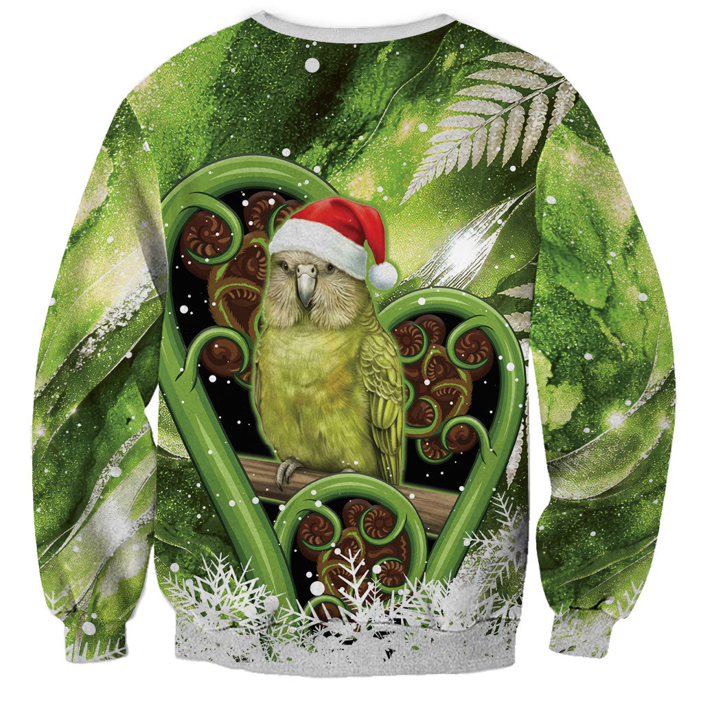 Kakapo New Zealand Christmas In July Sweatshirt NZ Aroha Koru Fern Marble Vibes