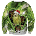 Kakapo New Zealand Christmas In July Sweatshirt NZ Aroha Koru Fern Marble Vibes