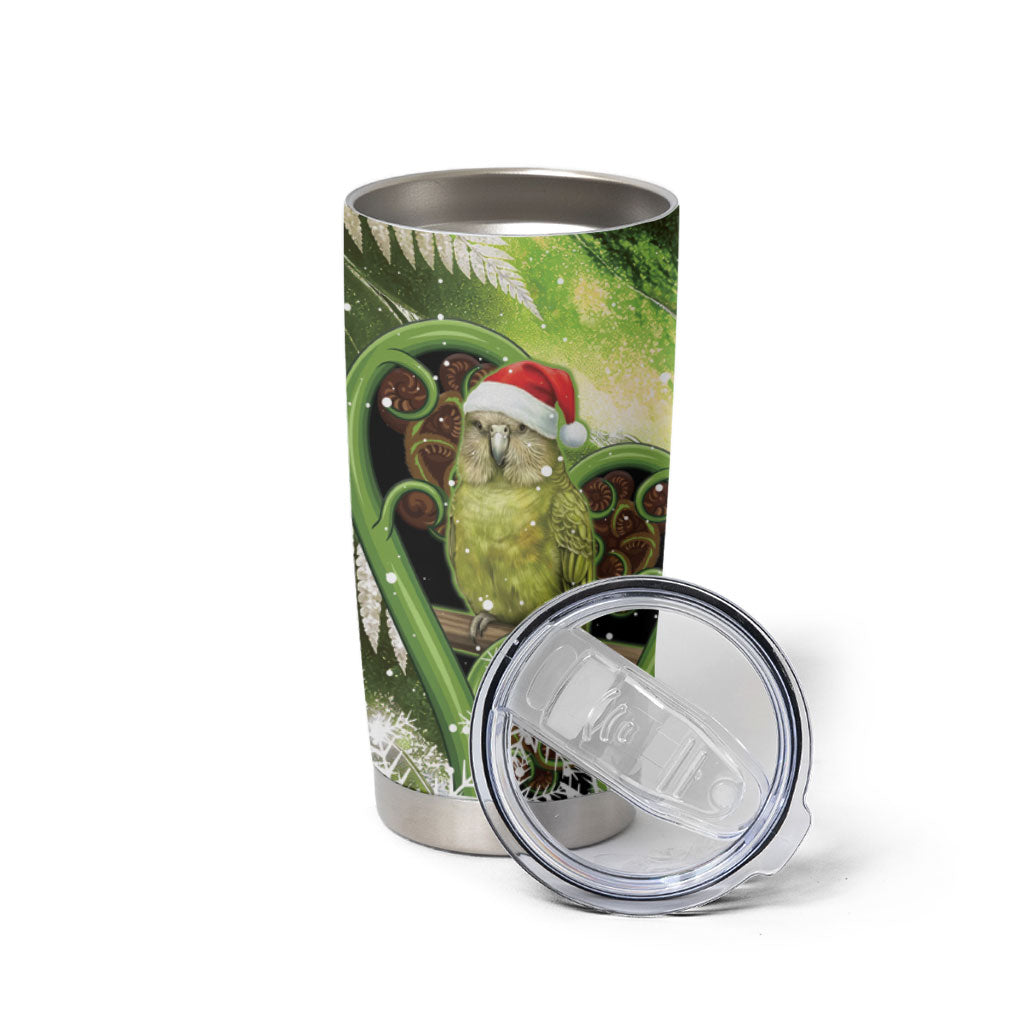 Kakapo New Zealand Christmas In July Tumbler Cup NZ Aroha Koru Fern Marble Vibes