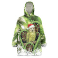 Kakapo New Zealand Christmas In July Wearable Blanket Hoodie NZ Aroha Koru Fern Marble Vibes