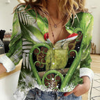 Kakapo New Zealand Christmas In July Women Casual Shirt NZ Aroha Koru Fern Marble Vibes