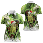 Kakapo New Zealand Christmas In July Women Polo Shirt NZ Aroha Koru Fern Marble Vibes