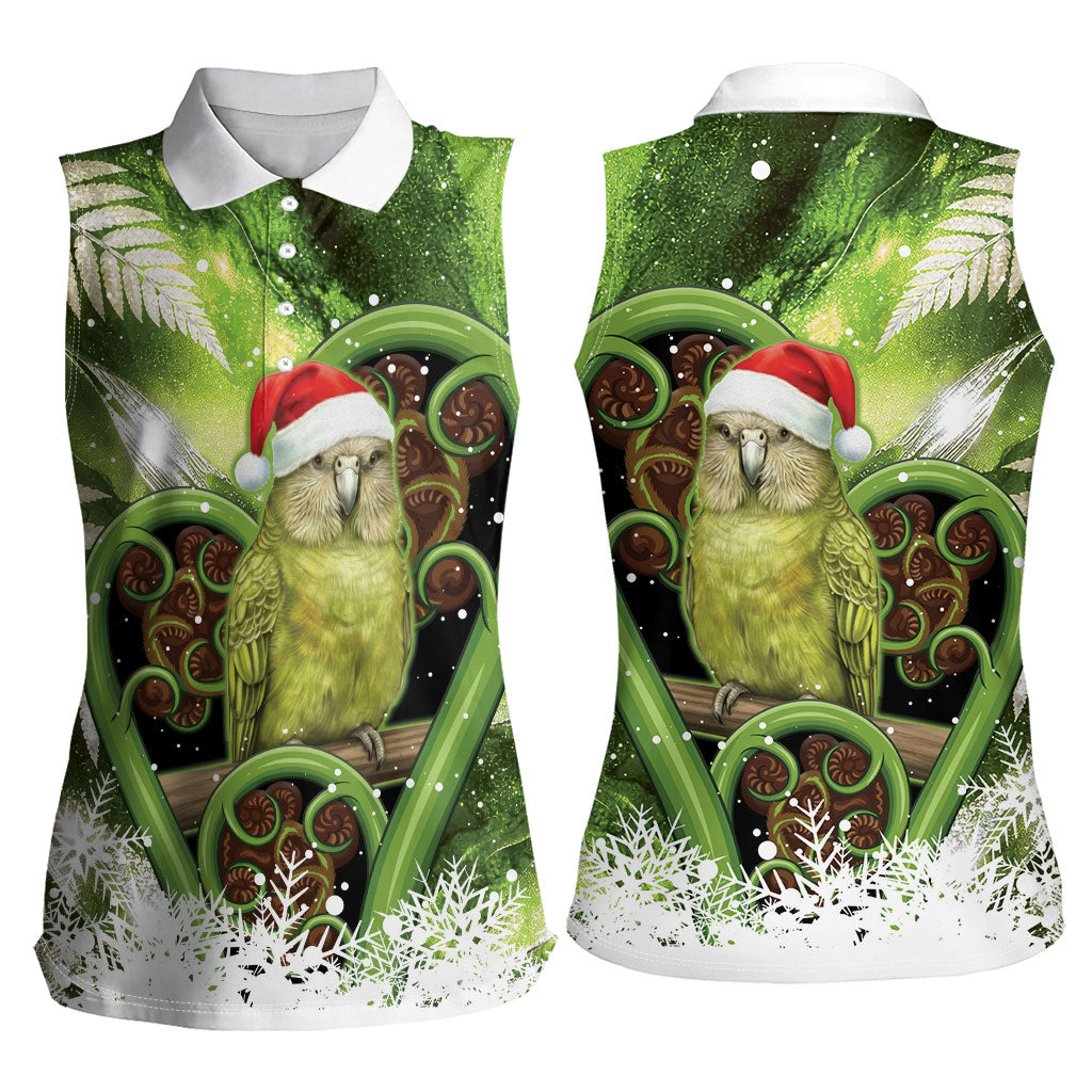 Kakapo New Zealand Christmas In July Women Sleeveless Polo Shirt NZ Aroha Koru Fern Marble Vibes