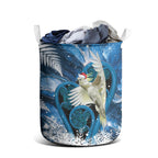 Sulphur-crested Cockatoo New Zealand Christmas In July Laundry Basket NZ Aroha Koru Fern Marble Vibes
