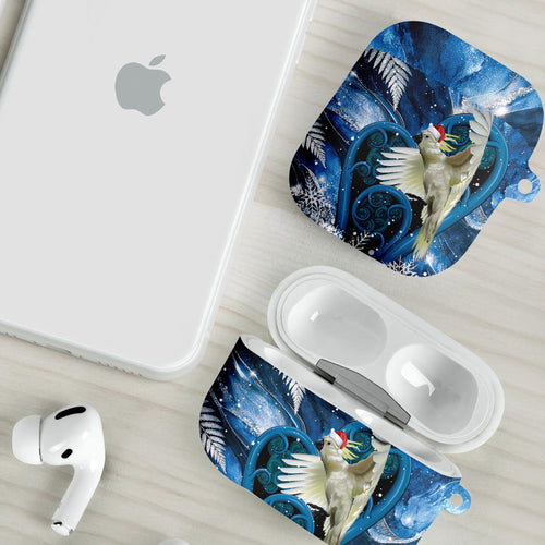 Sulphur-crested Cockatoo New Zealand Christmas In July AirPods Case NZ Aroha Koru Fern Marble Vibes