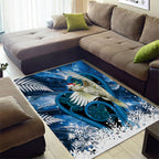 Sulphur-crested Cockatoo New Zealand Christmas In July Area Rug NZ Aroha Koru Fern Marble Vibes
