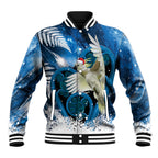 Sulphur-crested Cockatoo New Zealand Christmas In July Baseball Jacket NZ Aroha Koru Fern Marble Vibes