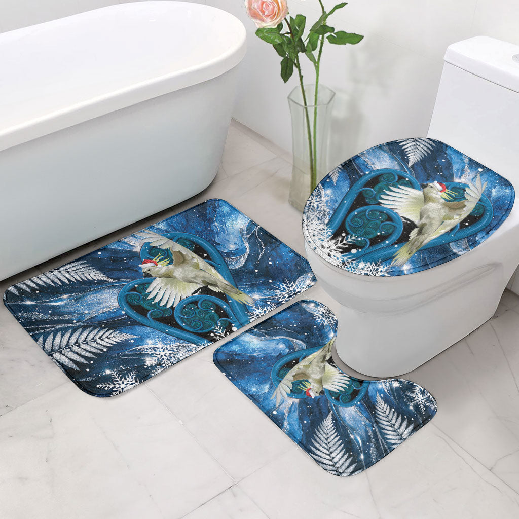 Sulphur-crested Cockatoo New Zealand Christmas In July Bathroom Set NZ Aroha Koru Fern Marble Vibes