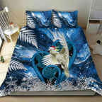 Sulphur-crested Cockatoo New Zealand Christmas In July Bedding Set NZ Aroha Koru Fern Marble Vibes