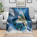Sulphur-crested Cockatoo New Zealand Christmas In July Blanket NZ Aroha Koru Fern Marble Vibes