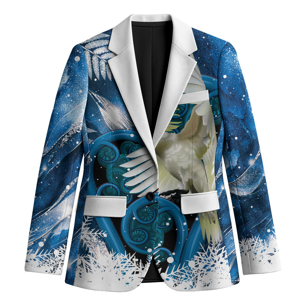 Sulphur-crested Cockatoo New Zealand Christmas In July Blazer NZ Aroha Koru Fern Marble Vibes