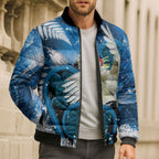 Sulphur-crested Cockatoo New Zealand Christmas In July Bomber Puffer Jacket NZ Aroha Koru Fern Marble Vibes
