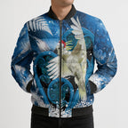 Sulphur-crested Cockatoo New Zealand Christmas In July Bomber Puffer Jacket NZ Aroha Koru Fern Marble Vibes