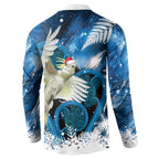 Sulphur-crested Cockatoo New Zealand Christmas In July Button Sweatshirt NZ Aroha Koru Fern Marble Vibes