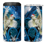 Sulphur-crested Cockatoo New Zealand Christmas In July 4 in 1 Can Cooler Tumbler NZ Aroha Koru Fern Marble Vibes