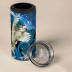Sulphur-crested Cockatoo New Zealand Christmas In July 4 in 1 Can Cooler Tumbler NZ Aroha Koru Fern Marble Vibes