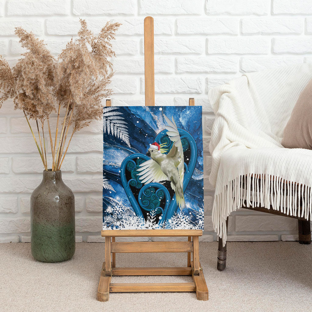 Sulphur-crested Cockatoo New Zealand Christmas In July Canvas Wall Art NZ Aroha Koru Fern Marble Vibes