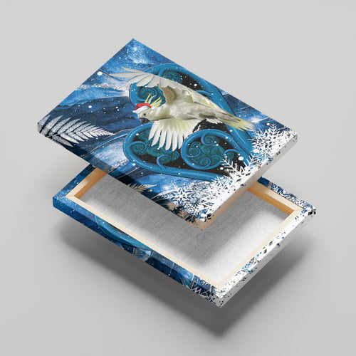 Sulphur-crested Cockatoo New Zealand Christmas In July Canvas Wall Art NZ Aroha Koru Fern Marble Vibes