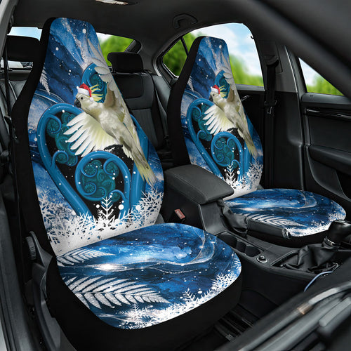 Sulphur-crested Cockatoo New Zealand Christmas In July Car Seat Cover NZ Aroha Koru Fern Marble Vibes