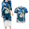 Sulphur-crested Cockatoo New Zealand Christmas In July Couples Matching Long Sleeve Bodycon Dress and Hawaiian Shirt NZ Aroha Koru Fern Marble Vibes