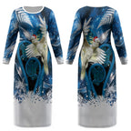 Sulphur-crested Cockatoo New Zealand Christmas In July Couples Matching Long Sleeve Bodycon Dress and Long Sleeve Button Shirt NZ Aroha Koru Fern Marble Vibes LT14