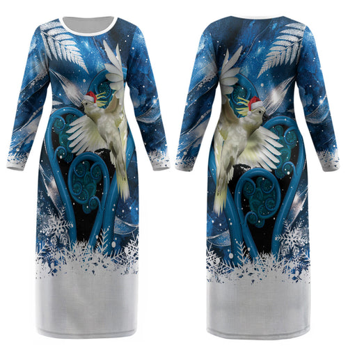Sulphur-crested Cockatoo New Zealand Christmas In July Couples Matching Long Sleeve Bodycon Dress and Long Sleeve Button Shirt NZ Aroha Koru Fern Marble Vibes LT14