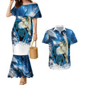 Sulphur-crested Cockatoo New Zealand Christmas In July Couples Matching Mermaid Dress and Hawaiian Shirt NZ Aroha Koru Fern Marble Vibes