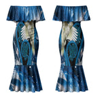 Sulphur-crested Cockatoo New Zealand Christmas In July Couples Matching Mermaid Dress and Long Sleeve Button Shirt NZ Aroha Koru Fern Marble Vibes LT14