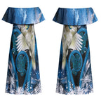 Sulphur-crested Cockatoo New Zealand Christmas In July Couples Matching Off Shoulder Maxi Dress and Long Sleeve Button Shirt NZ Aroha Koru Fern Marble Vibes LT14