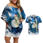 Sulphur-crested Cockatoo New Zealand Christmas In July Couples Matching Off Shoulder Short Dress and Hawaiian Shirt NZ Aroha Koru Fern Marble Vibes